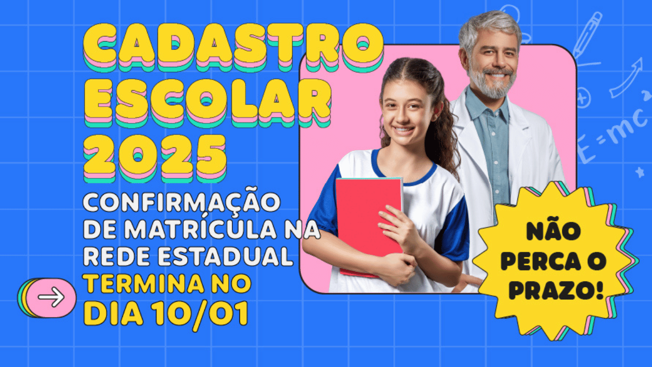 Prazo para confirmação de matrícula na rede estadual termina no dia 10/1