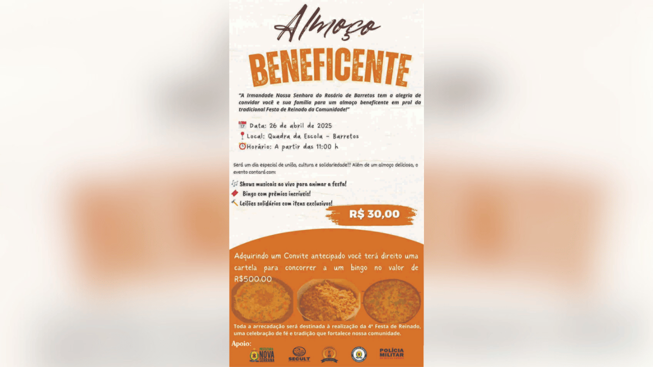 Irmandade Nossa Senhora do Rosário de Barretos promove almoço beneficente para apoiar a tradicional Festa de Reinado