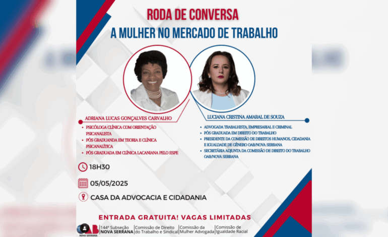 OAB Nova Serrana promove roda de conversa sobre os desafios da mulher no mercado de trabalho