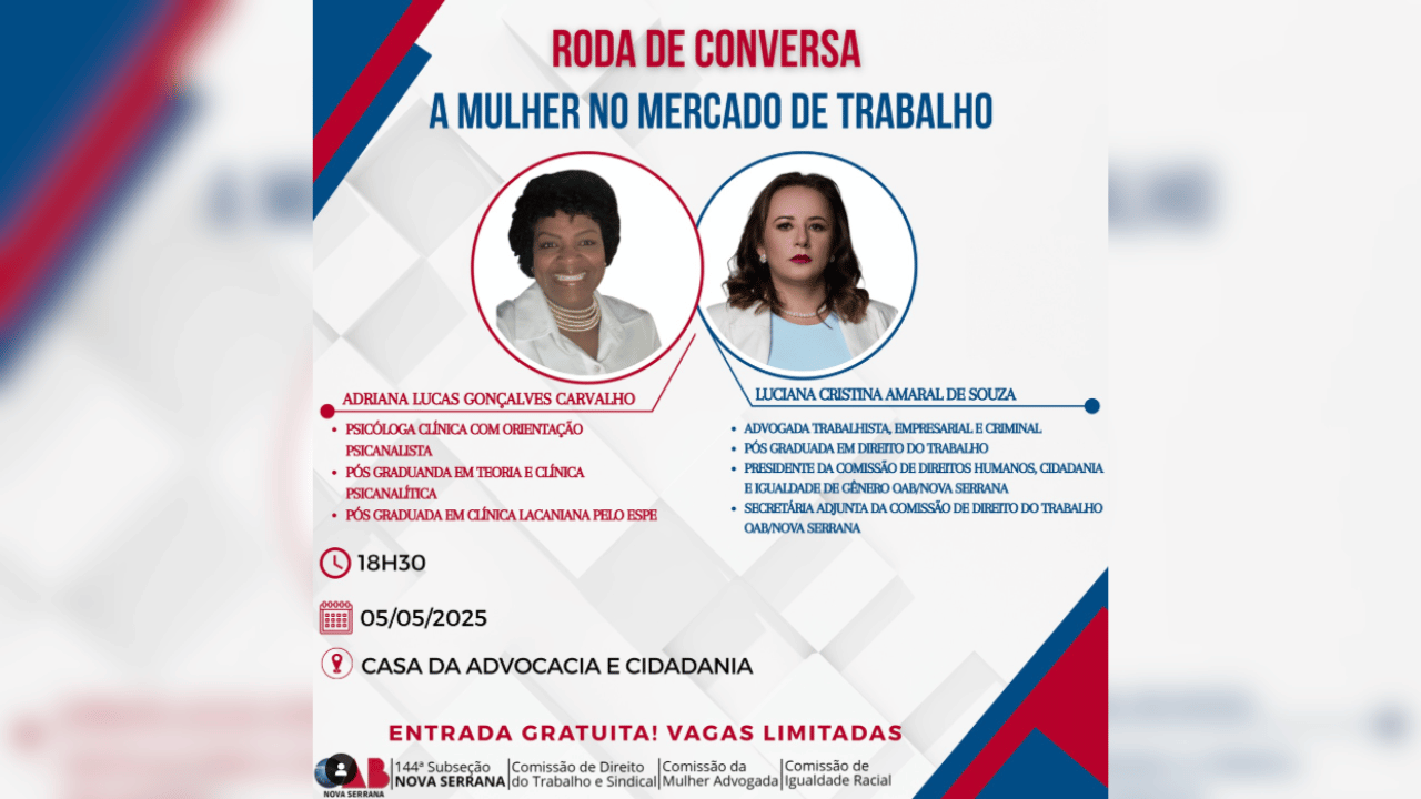 OAB Nova Serrana promove roda de conversa sobre os desafios da mulher no mercado de trabalho