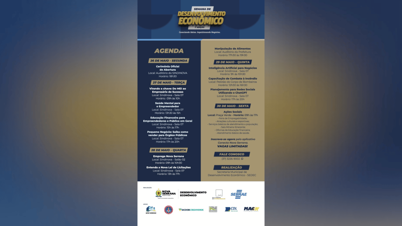 Encerramento da 1ª Semana de Desenvolvimento Econômico terá dia de serviços, cidadania e confraternização 