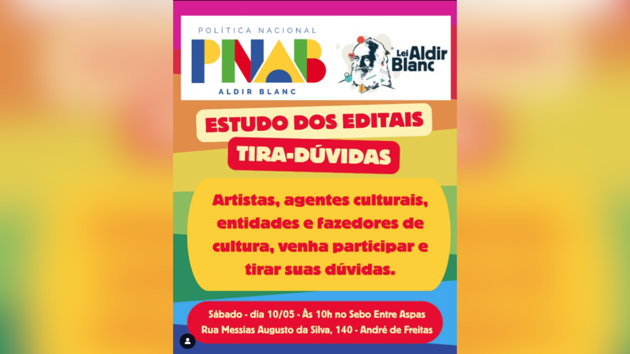 Sebo Entre Aspas sedia reunião sobre editais da Lei Aldir Blanc neste sábado em Nova Serrana