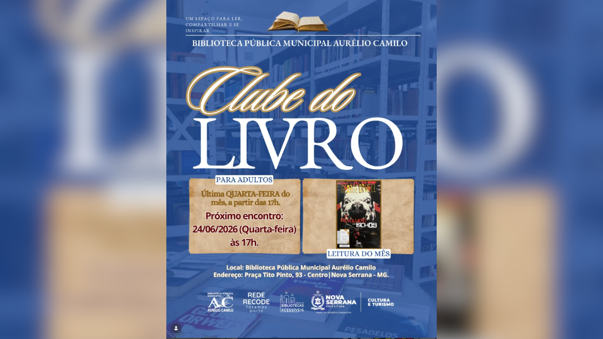 Clube do Livro da Biblioteca Municipal de Nova Serrana debate “A Revolução dos Bichos” nesta quarta-feira