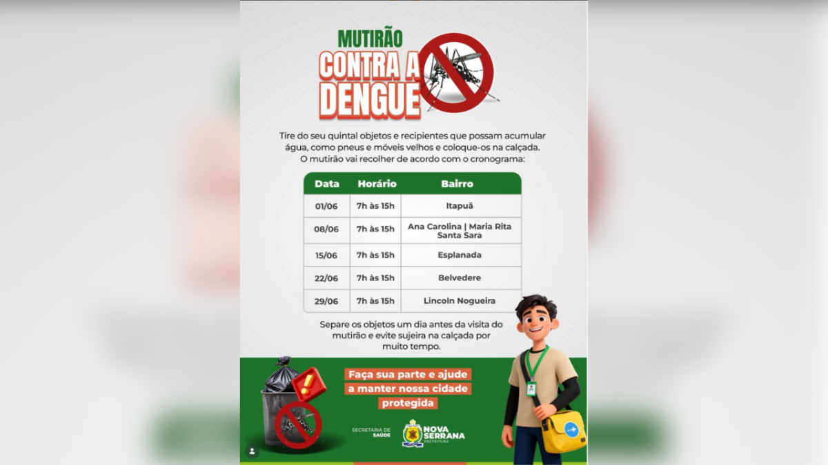 Mutirão contra a dengue chega ao bairro Esplanada na próxima segunda-feira (15)