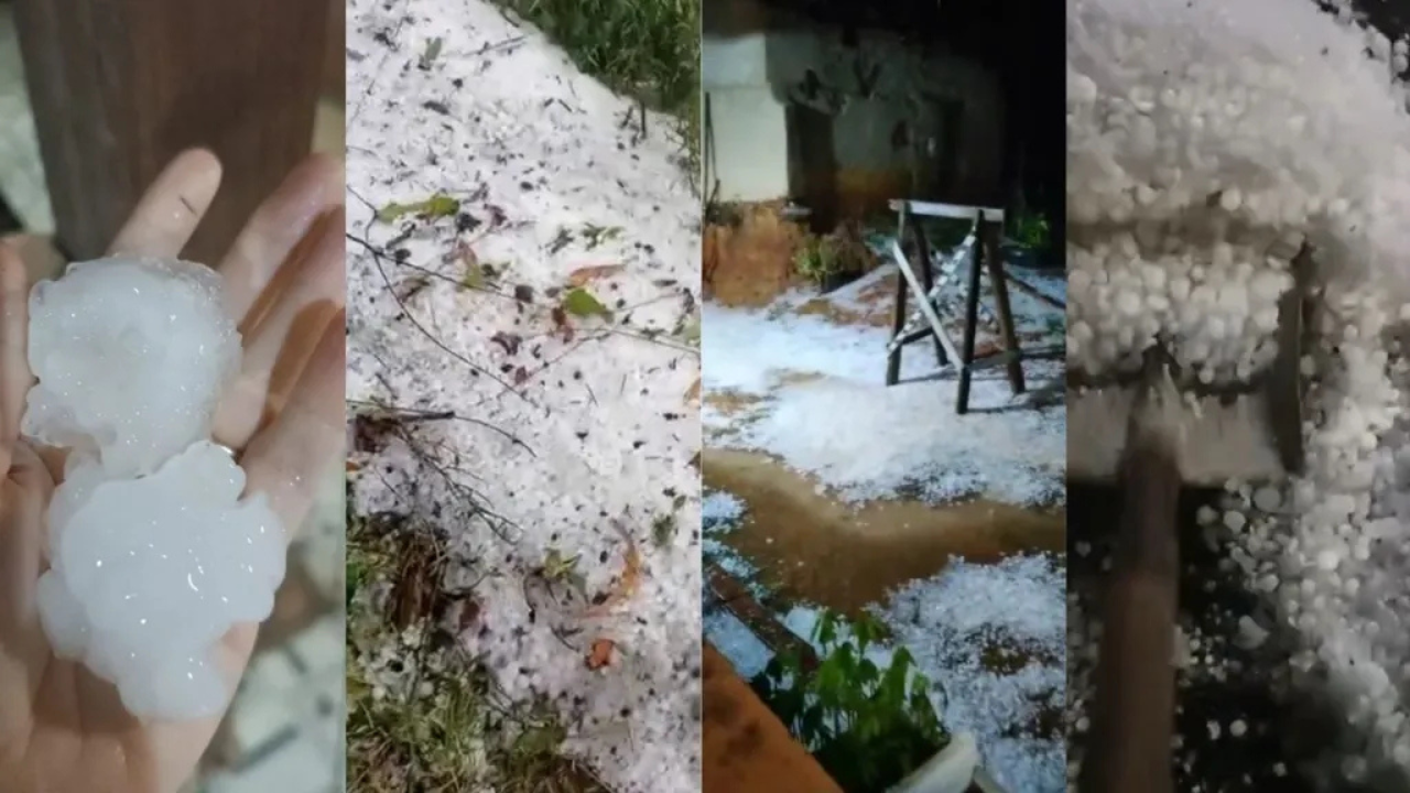 Tempestade de granizo cobre ruas e causa danos em cidades do Centro-Oeste de Minas