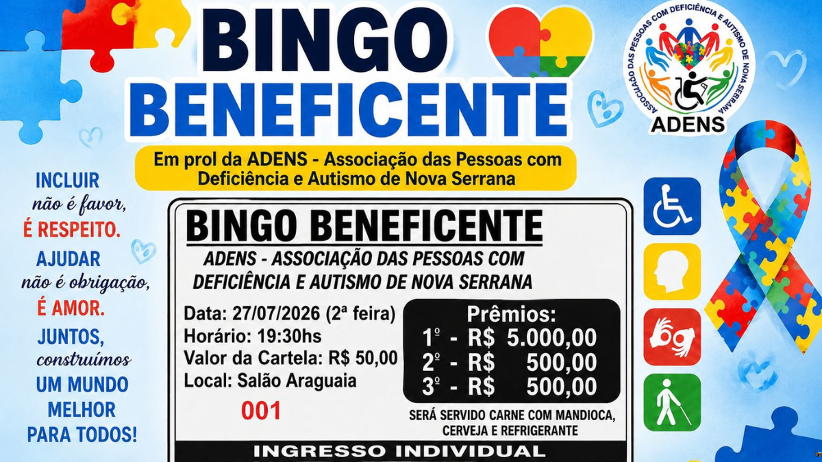 Bingo beneficente da Adens arrecada recursos para fortalecer ações de inclusão em Nova Serrana
