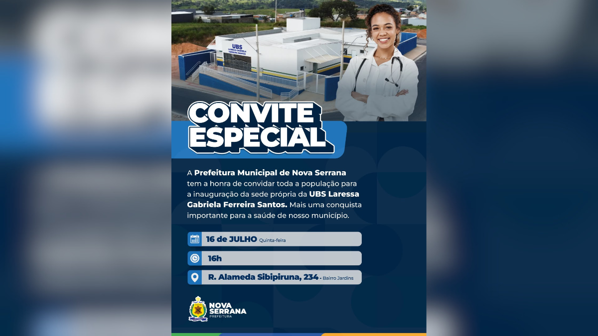 Nova Serrana inaugura nova sede da UBS Laressa Gabriela Ferreira Santos na quinta-feira