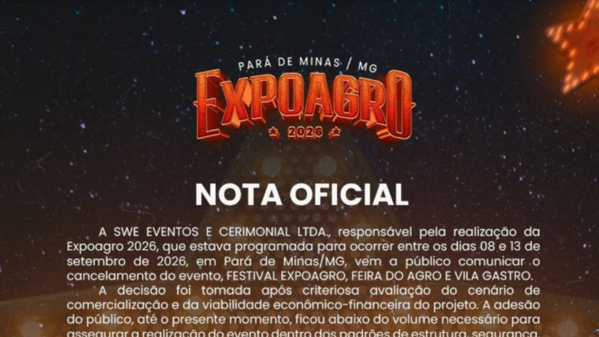 ExpoAgro 2026 é cancelada após baixa adesão na venda antecipada de ingressos