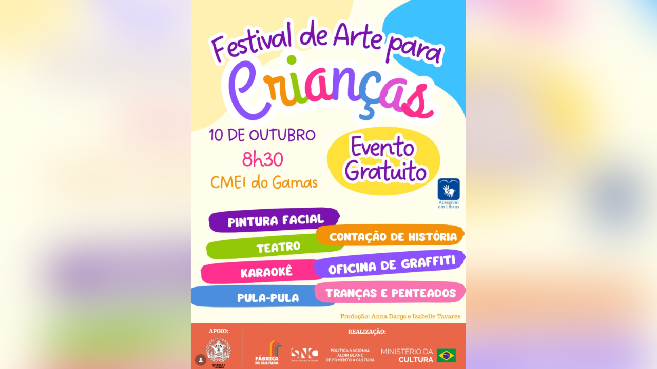 Festival de Arte para Crianças terá teatro, graffiti, karaokê e brincadeiras em Nova Serrana